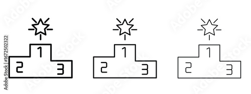 Podium icon in outline stroke style symbol.