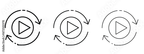 Playback icon in outline stroke style symbol.