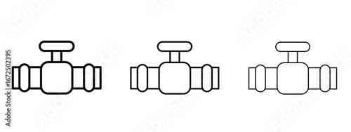 Pipe valve icon in outline stroke style symbol.