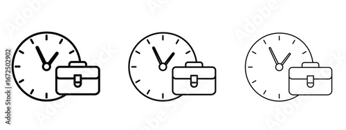 Office time icon in outline stroke style symbol.