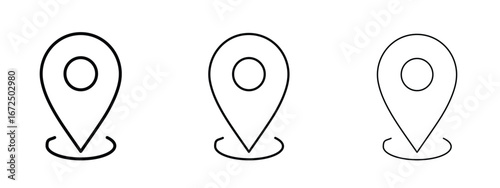 Navigation pin icon in outline stroke style symbol.