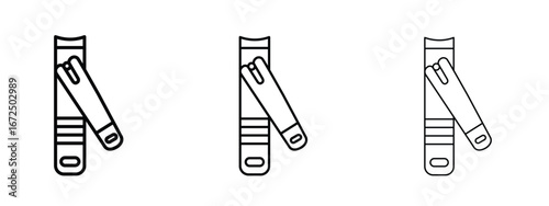 Nail clippers icon in outline stroke style symbol.