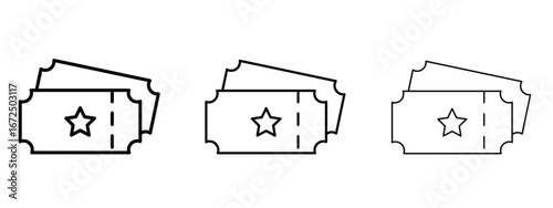 Movie ticket icon in outline stroke style symbol.