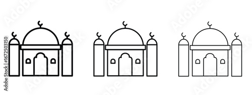 Mosque icon in outline stroke style symbol.
