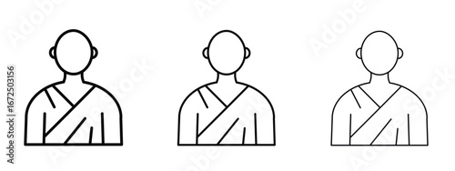 Monk icon in outline stroke style symbol.
