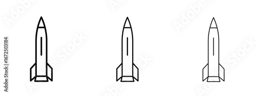 Missile icon in outline stroke style symbol.
