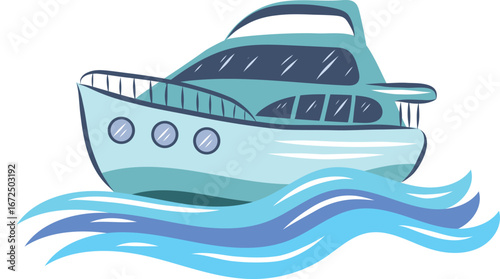 Hand drawn vector illustration of boat, yacht