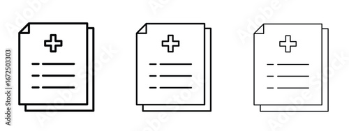 Medical record icon in outline stroke style symbol.