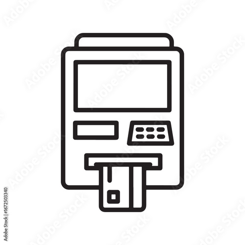 ATM machine icon with credit card inserted for easy banking