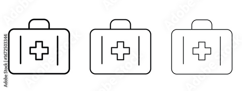 Medical aid kit icon in outline stroke style symbol.