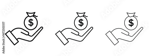 loan icon in outline stroke style symbol.
