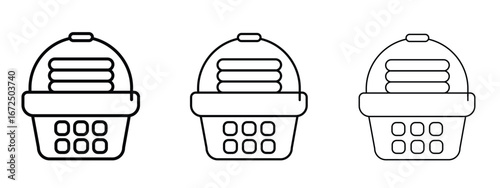 Laundry basket icon in outline stroke style symbol.