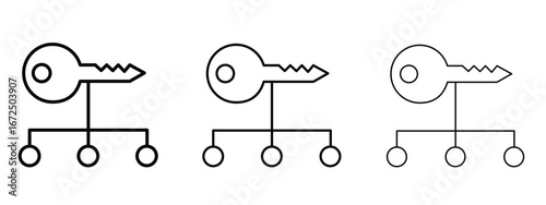 Key factor icon in outline stroke style symbol.
