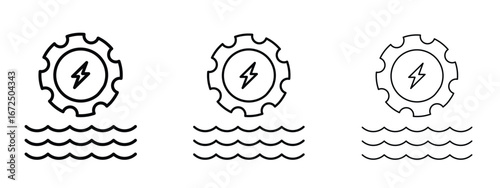 Hydro power icon in outline stroke style symbol.