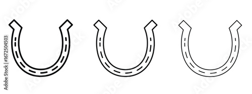 Horseshoe icon in outline stroke style symbol.