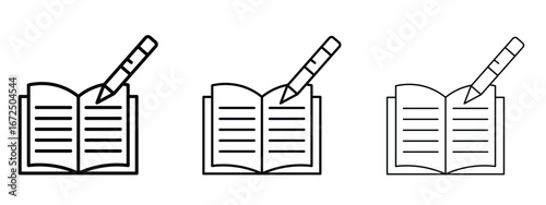 Homework icon in outline stroke style symbol.