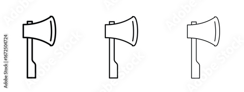 Hatchet icon in outline stroke style symbol.