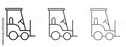 Forklift icon in outline stroke style symbol.