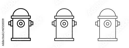 Fire hydrant icon in outline stroke style symbol.