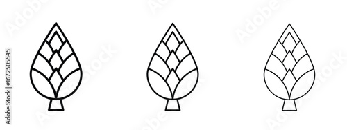 Fir cone icon in outline stroke style symbol.