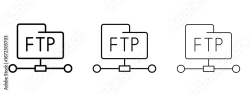 FTP icon in outline stroke style symbol.