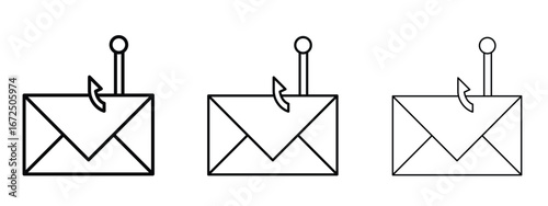 Email phishing icon in outline stroke style symbol.