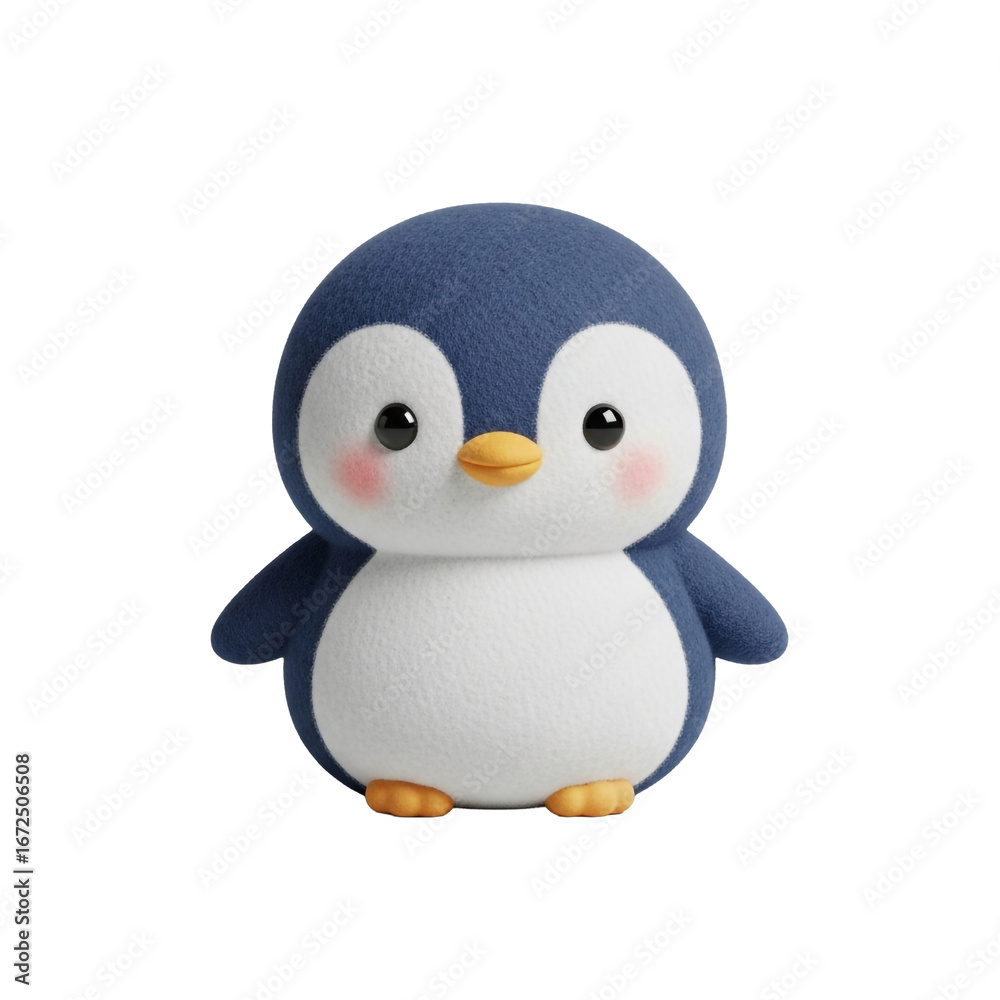 Naklejka premium Cute Fluffy Penguin Character on a Transparent Background