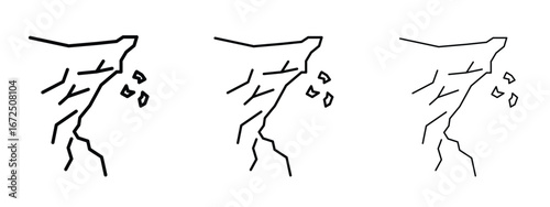 Cliff icon in outline stroke style symbol.