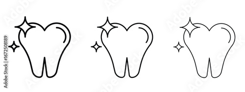 clean tooth icon in outline stroke style symbol.