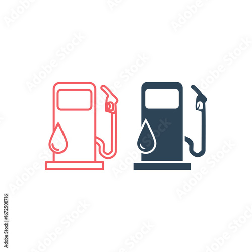 Gas station vector illustration icons set