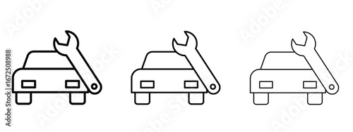 Car repair icon in outline stroke style symbol.