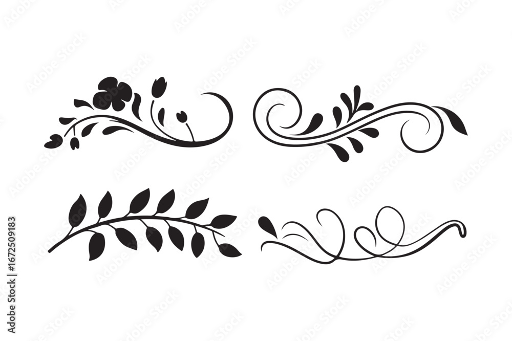 Fototapeta premium Elegant black flourishes and floral ornaments for design