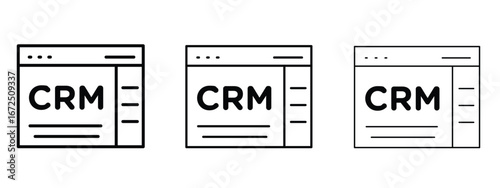 CRM icon in outline stroke style symbol.