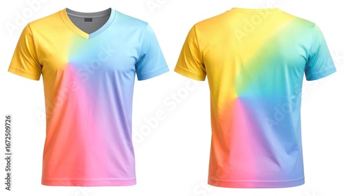 Rainbow t shirt colorful gradient design on white background