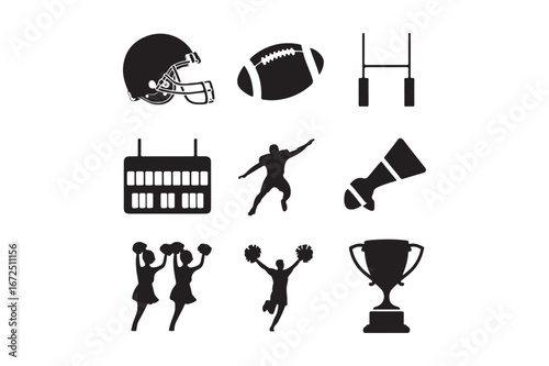 Collection of american football and cheerleading icons