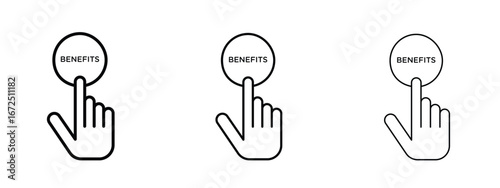 benefits icon in outline stroke style symbol.