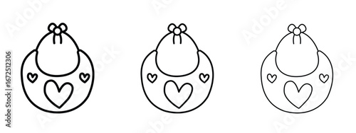 Baby bib icon in outline stroke style symbol.