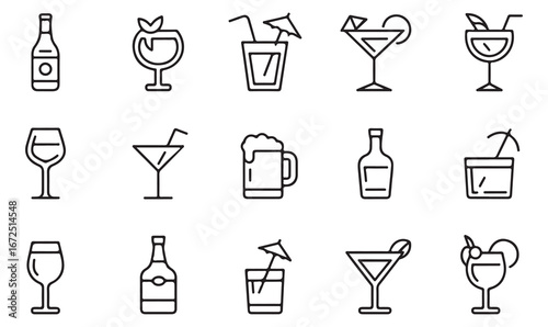 Alcoholic drink symbols in clean, modern vector design