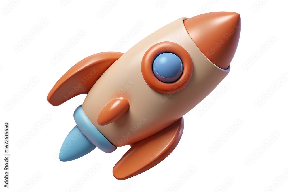 Obraz premium Whimsical 3d cartoon rocket ship ready for launch