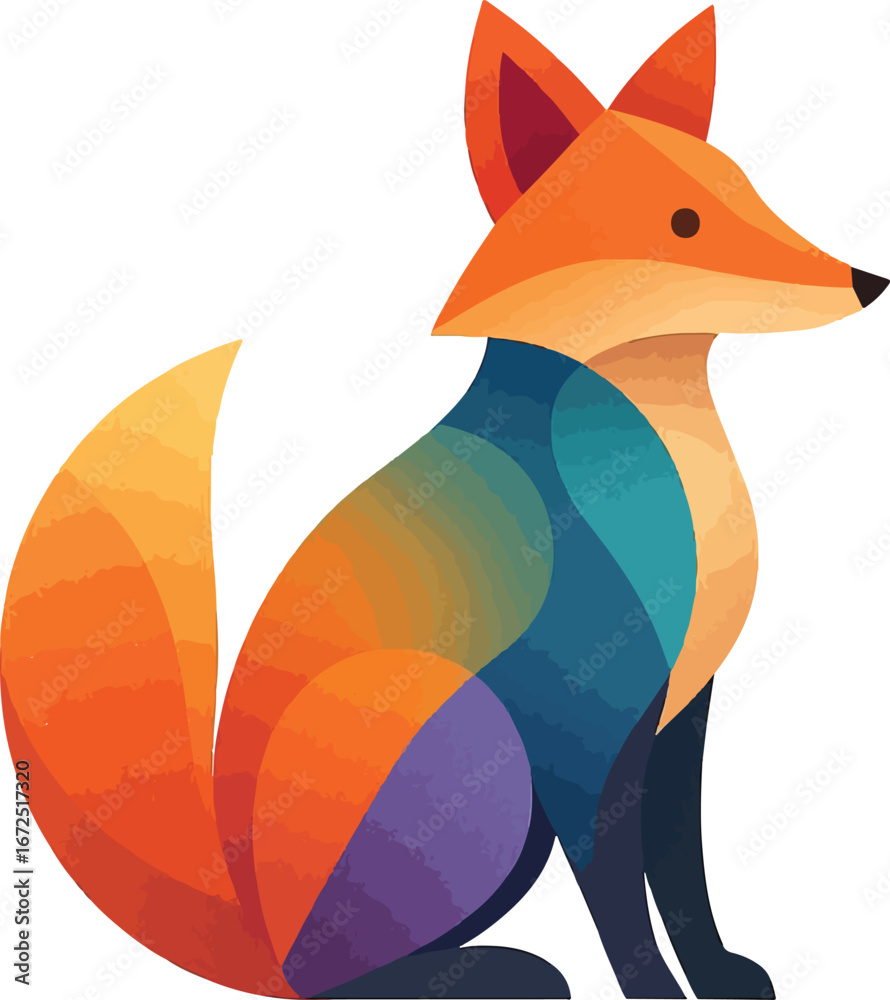 Obraz premium Colorful Geometric Fox Vector Illustration