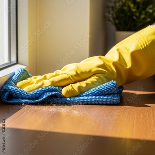 cleaning the floor