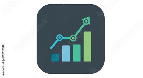 Colorful Graph Icon with Rising Trend Lines on Dark Background