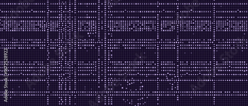 Abstract digital grid: high-tech vector background with futuristic purple dots.