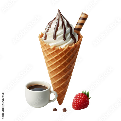 Empty waffle cone isolated on white background	