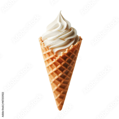 Empty waffle cone isolated on white background	