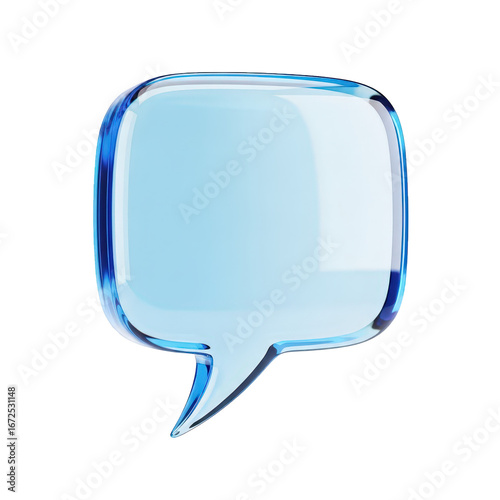 3d icon of blue glossy speech bubble isolated on transparent background