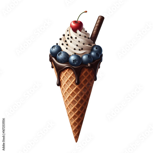 Empty waffle cone isolated on white background	