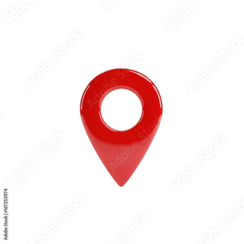 3d icon of red glossy map pin location marker isolated on transparent background