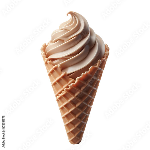 Empty waffle cone isolated on white background	