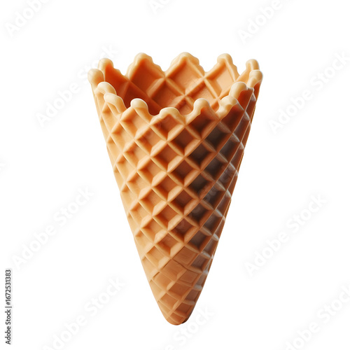 Empty waffle cone isolated on white background	